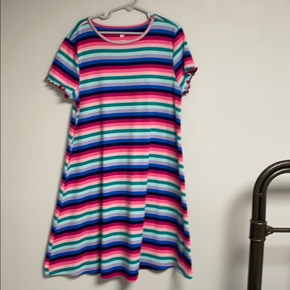 SO Girls rainbow striped cotton dress L (10-12) - Picture 1 of 7